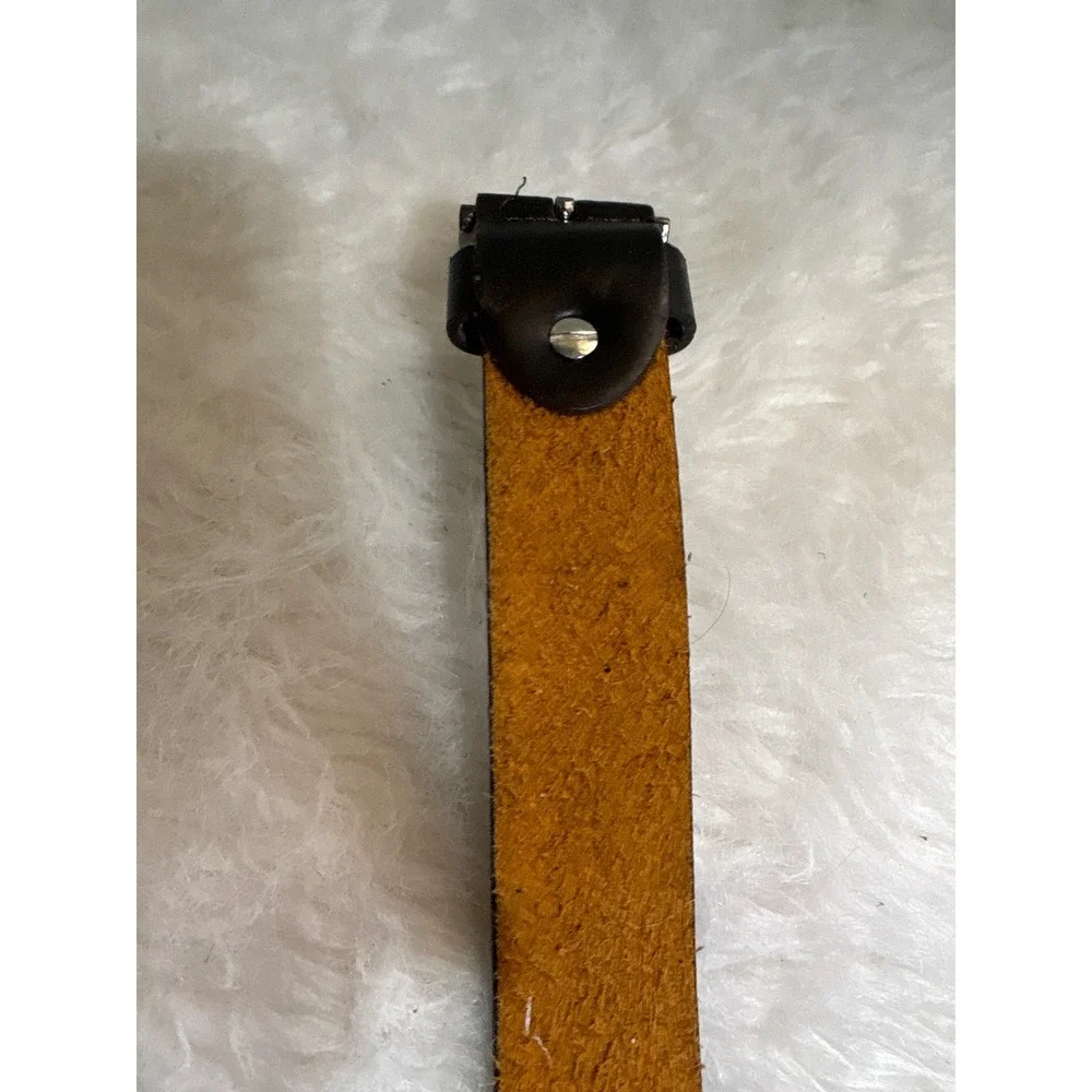 Vintage Belt Women 32-39 Western Brown Embossed Leather Diamond